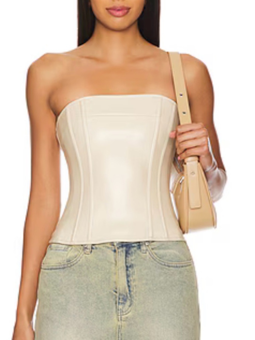 WeWoreWhat Strapless Cream Corset Top